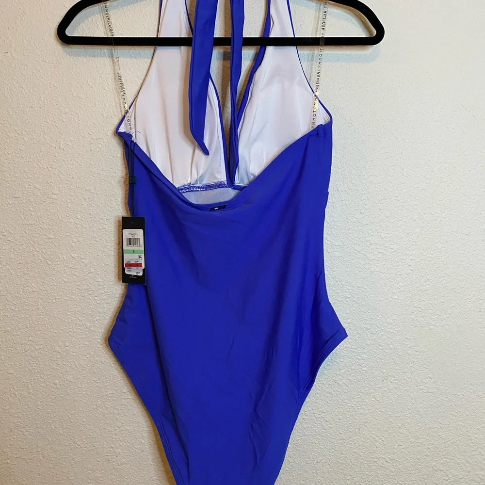 Tommy Hilfiger Blue One-Piece Swimsuit with Plunging V-Neckline - Picture 2 of 2